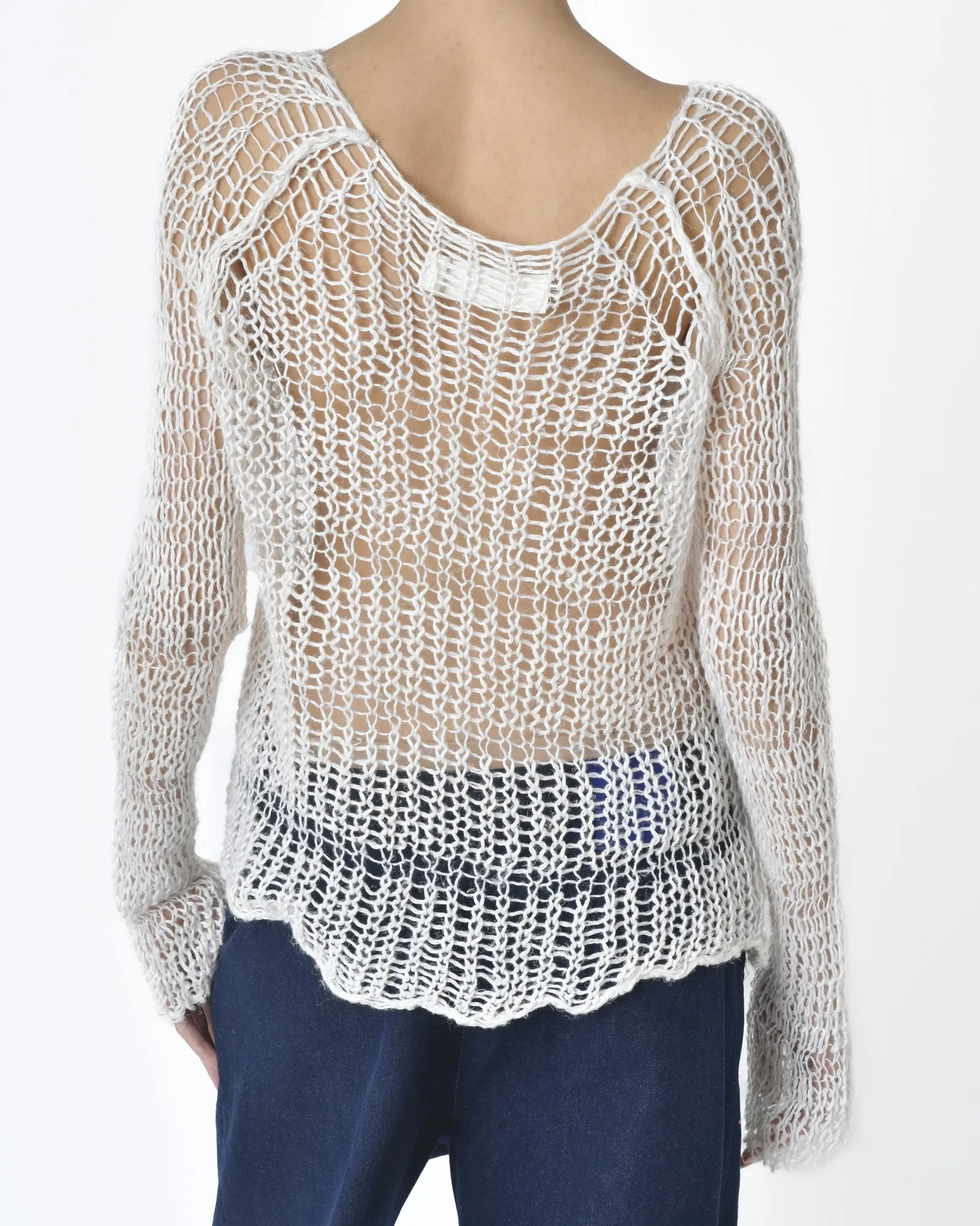 Pull blanc crochet Isabel Benenato 