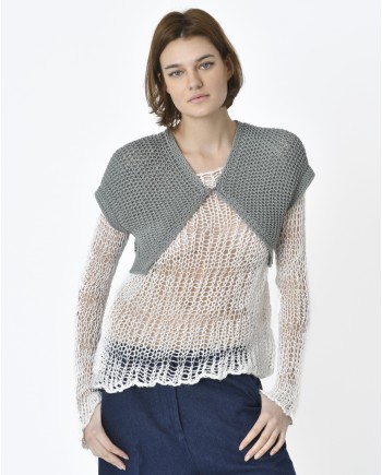 Gilet court gris en maille Gotha 