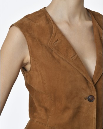 Gilet en cuir camel La Dovitch 