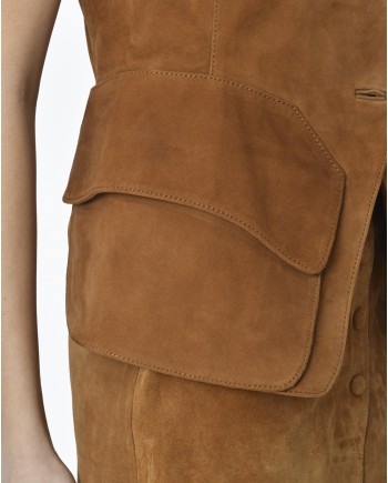 Gilet en cuir camel La Dovitch 