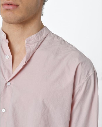 Chemise slim en coton rose à col mao Edition M.R 