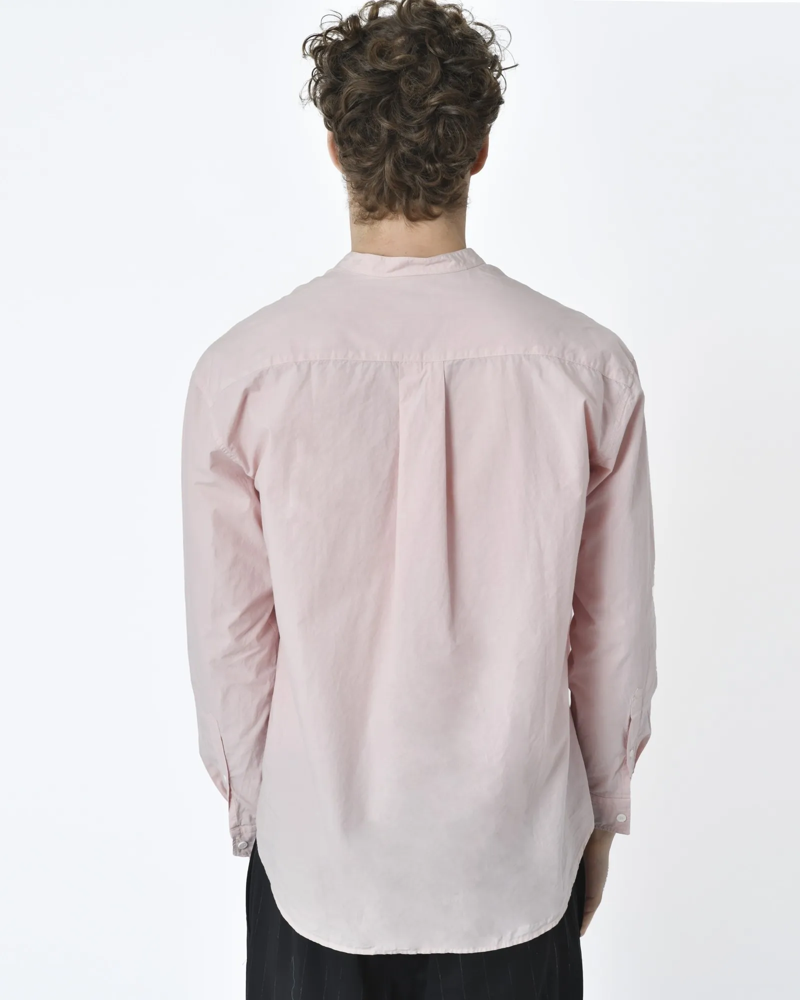 Chemise slim en coton rose à col mao Edition M.R 