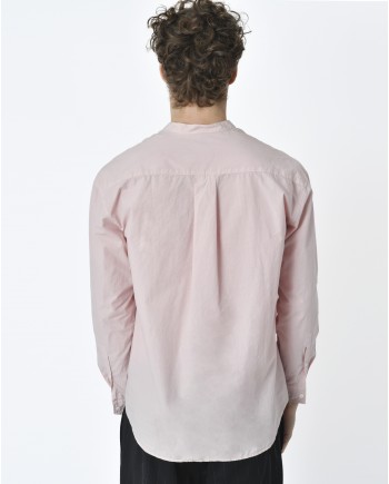 Chemise slim en coton rose à col mao Edition M.R 