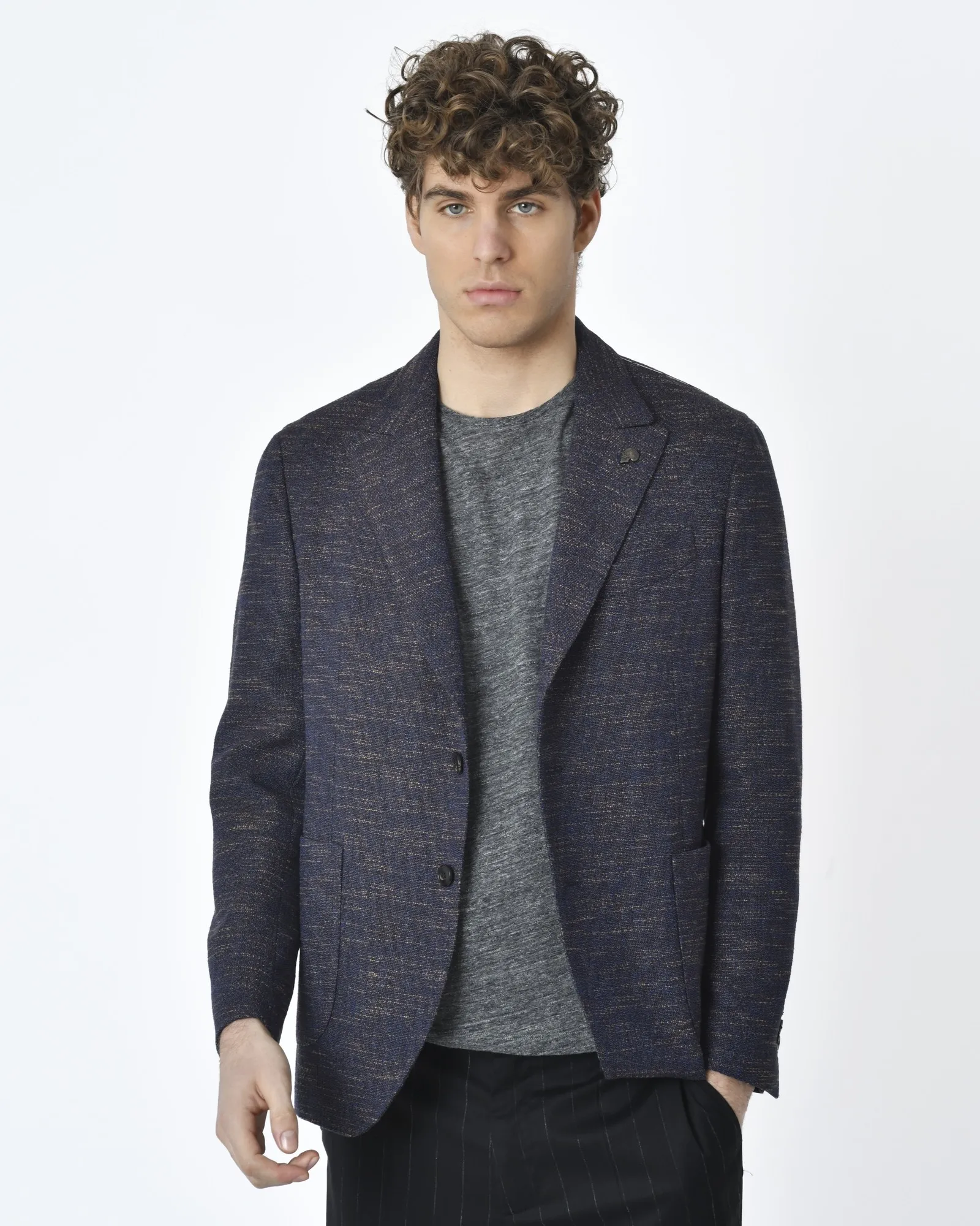 Veste blazer tissus texturé bleu Gabriele Pasini 