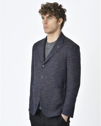 Veste blazer tissus texturé bleu Gabriele Pasini 