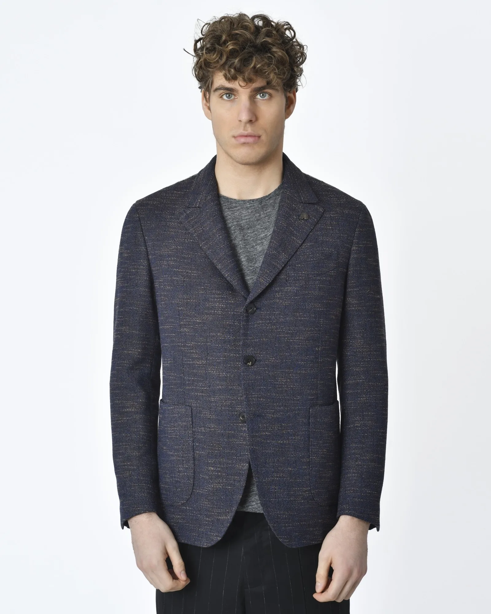 Veste blazer tissus texturé bleu Gabriele Pasini 