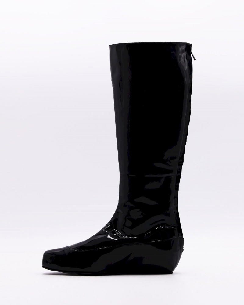 Bottes plates en cuir vernis Lanvin 