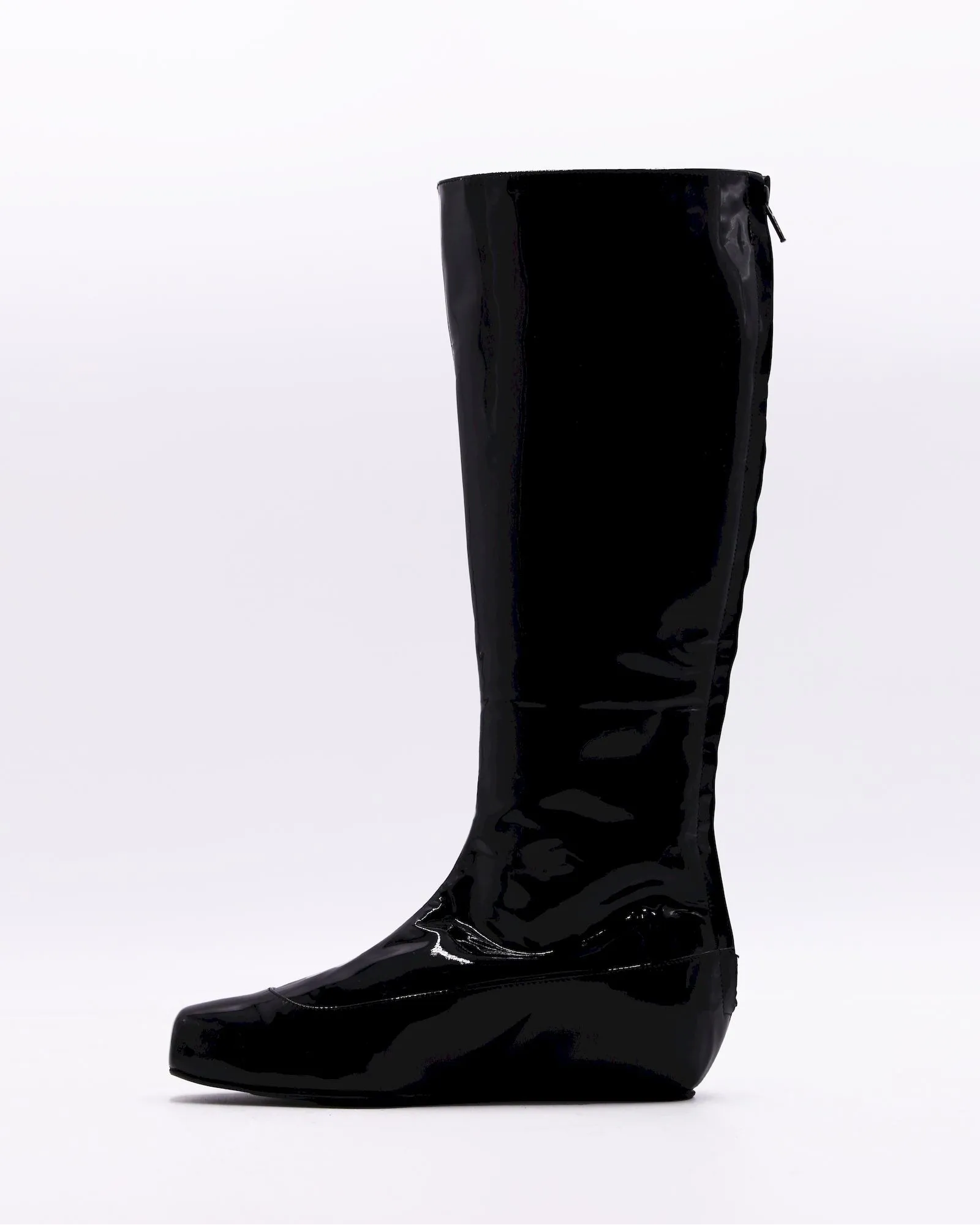 Bottes plates en cuir vernis Lanvin 