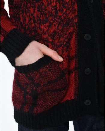 Cardigan noir rouge Isabel Benenato 