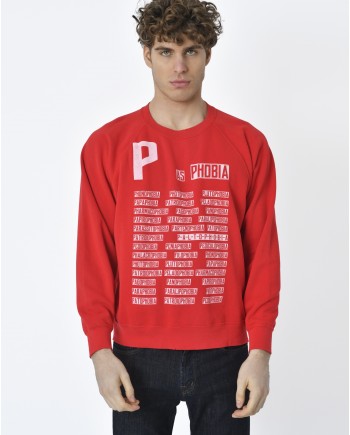 Sweat rouge motif pamphlet Palto 