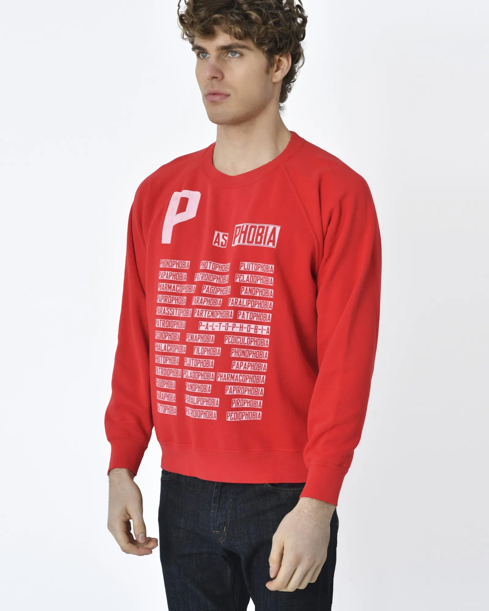 Sweat rouge motif pamphlet Palto 