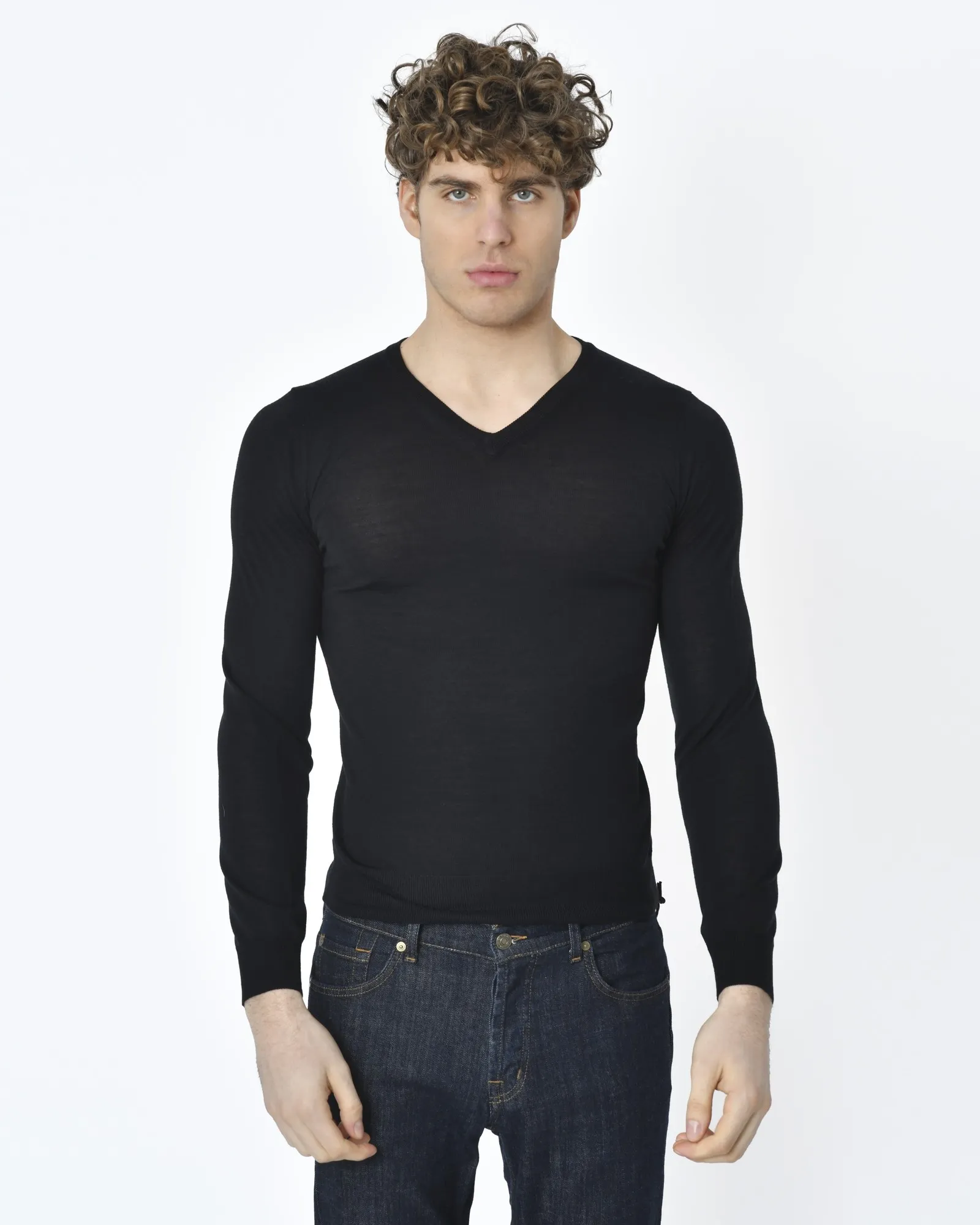 Pull maille noir V Vneck 