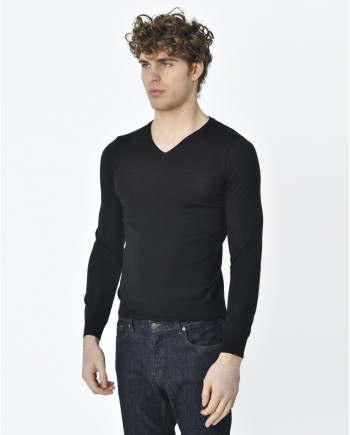 Pull maille noir V Vneck 