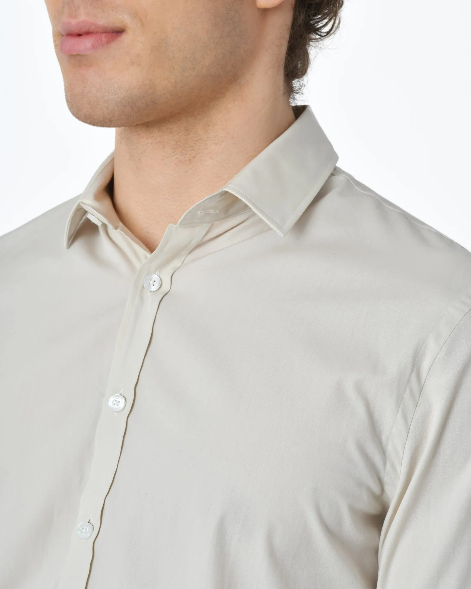 Chemise beige uni Les Hommes 