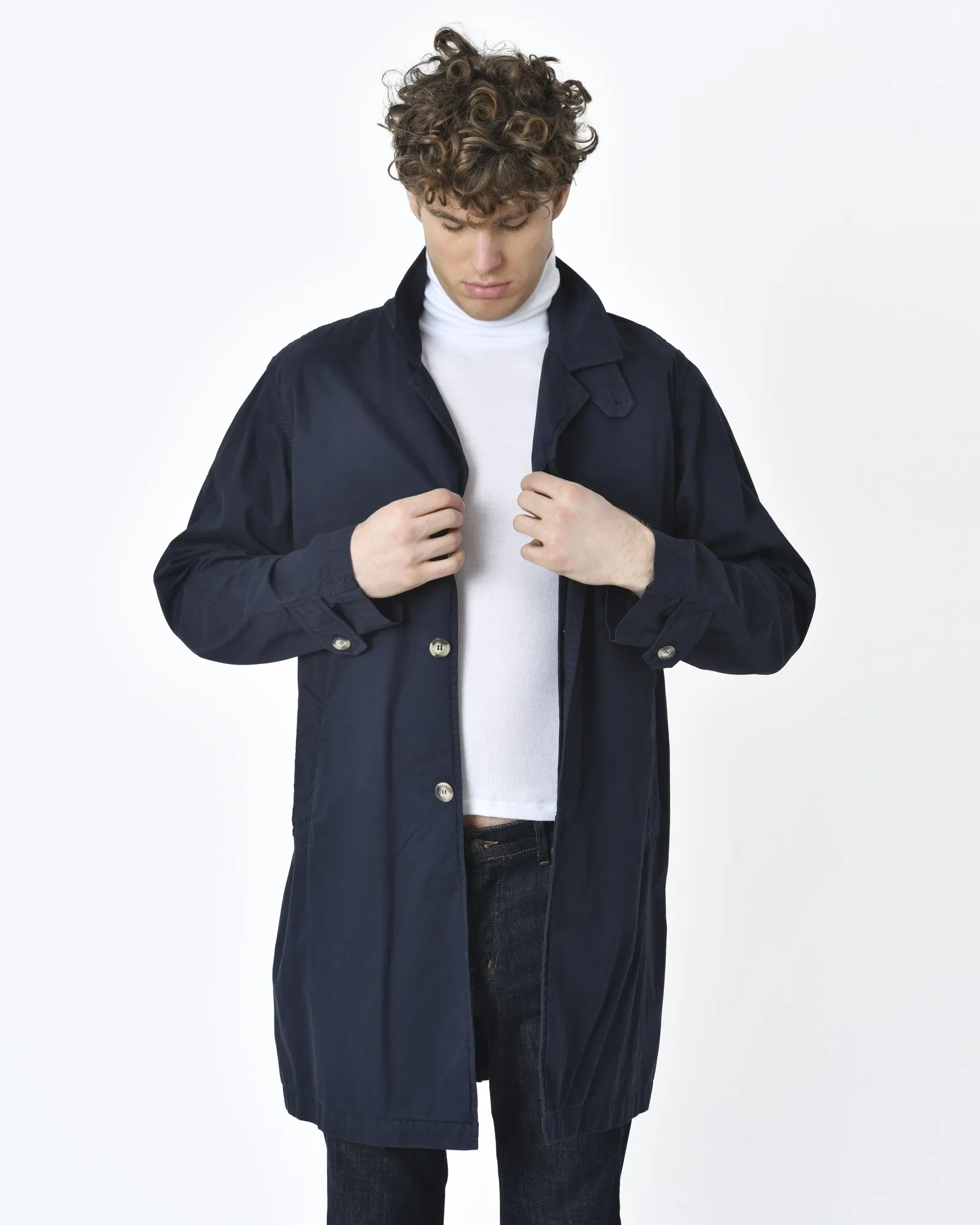 Manteau en coton bleu navy Breuer 