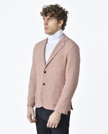 Veste blazer motif pied de poule rouge Eleventy 