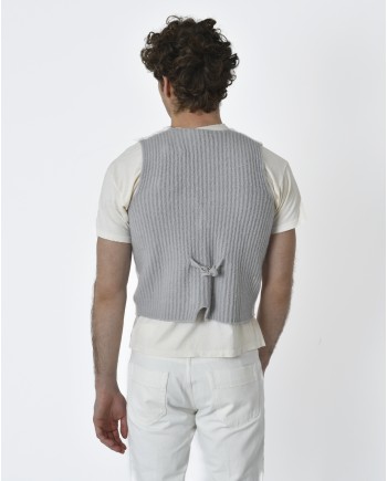 Gilet maille blanc écru et gris Molecole 