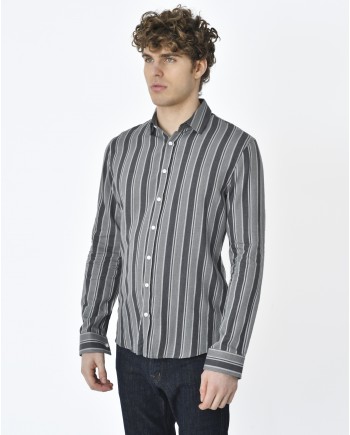 Chemise slim gris à rayures Les Hommes 