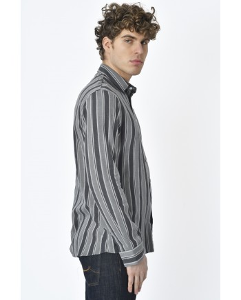 Chemise slim gris à rayures Les Hommes 