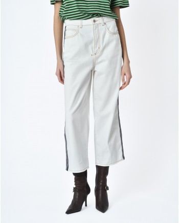 Pantalon denim blanc rayure coté bleu Alexander Mcqueen 