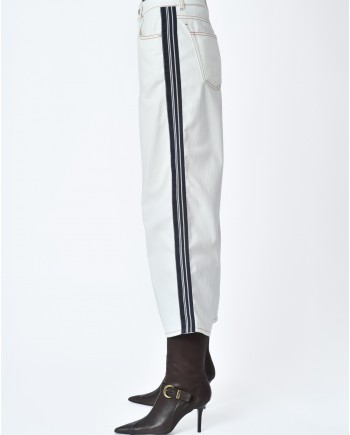 Pantalon denim blanc rayure coté bleu Alexander Mcqueen 