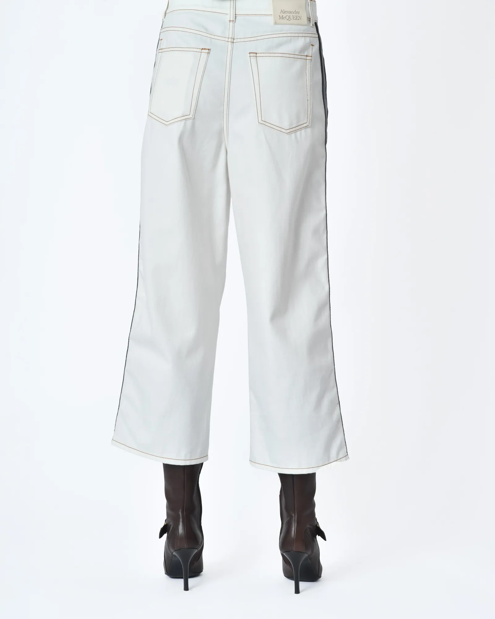 Pantalon denim blanc rayure coté bleu Alexander Mcqueen 