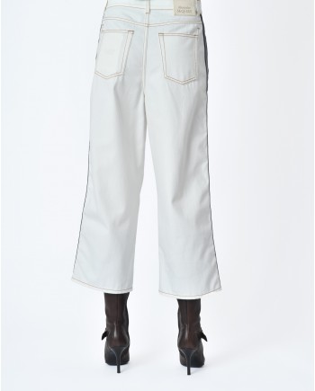 Pantalon denim blanc rayure coté bleu Alexander Mcqueen 