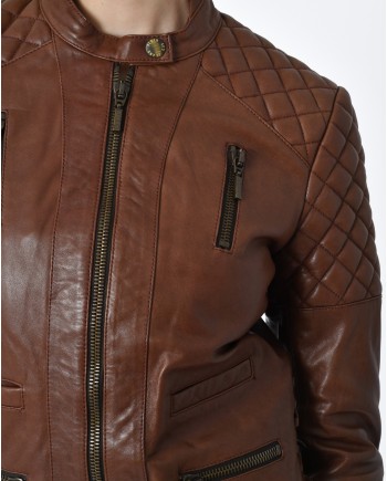 Veste cuir marron Plein Sud 