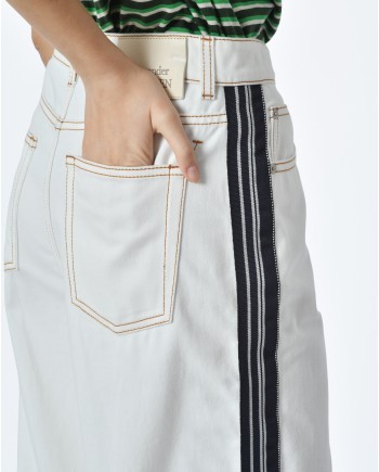 Pantalon denim blanc rayure coté bleu Alexander Mcqueen 