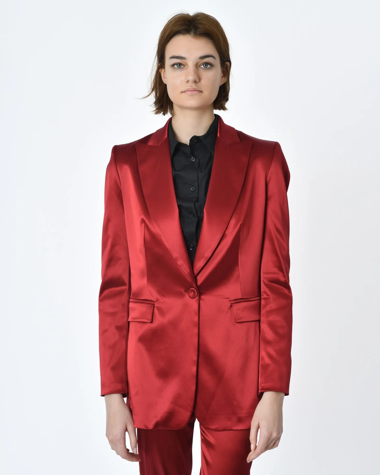 Veste d'ensemble satin rouge Clips 