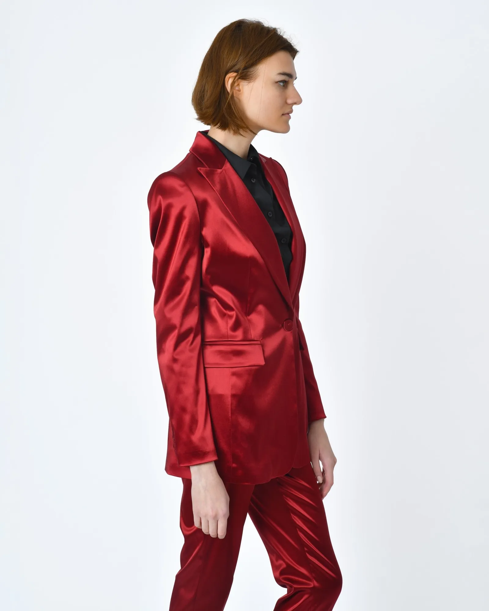 Veste d'ensemble satin rouge Clips 