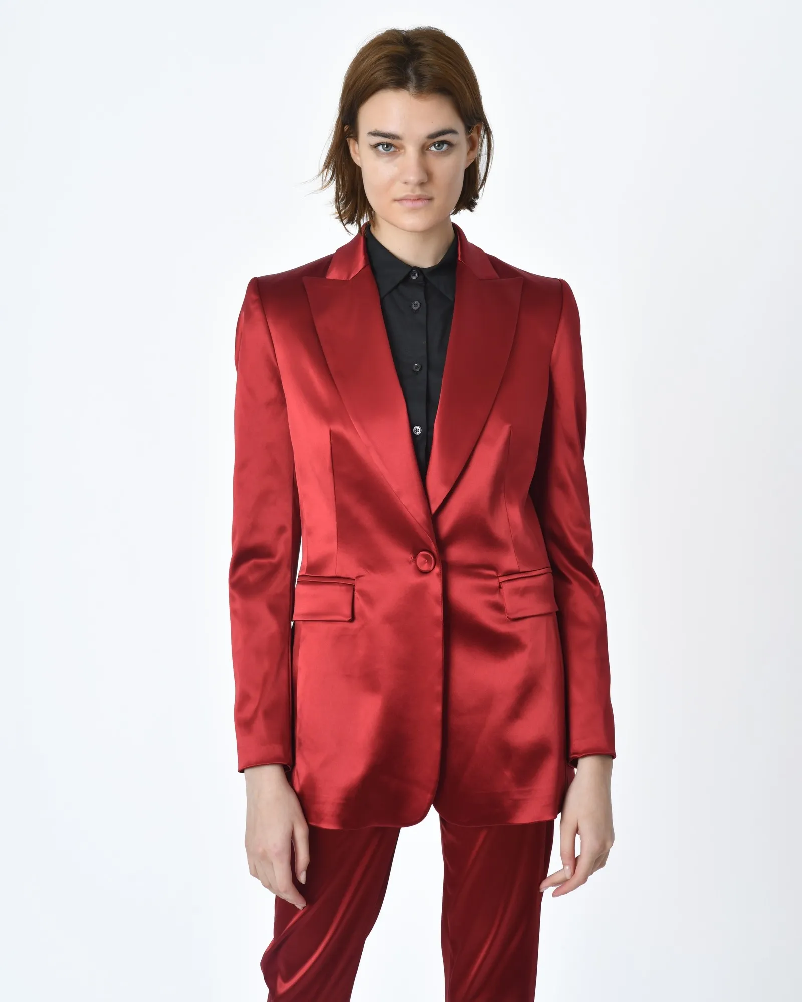 Veste d'ensemble satin rouge Clips 