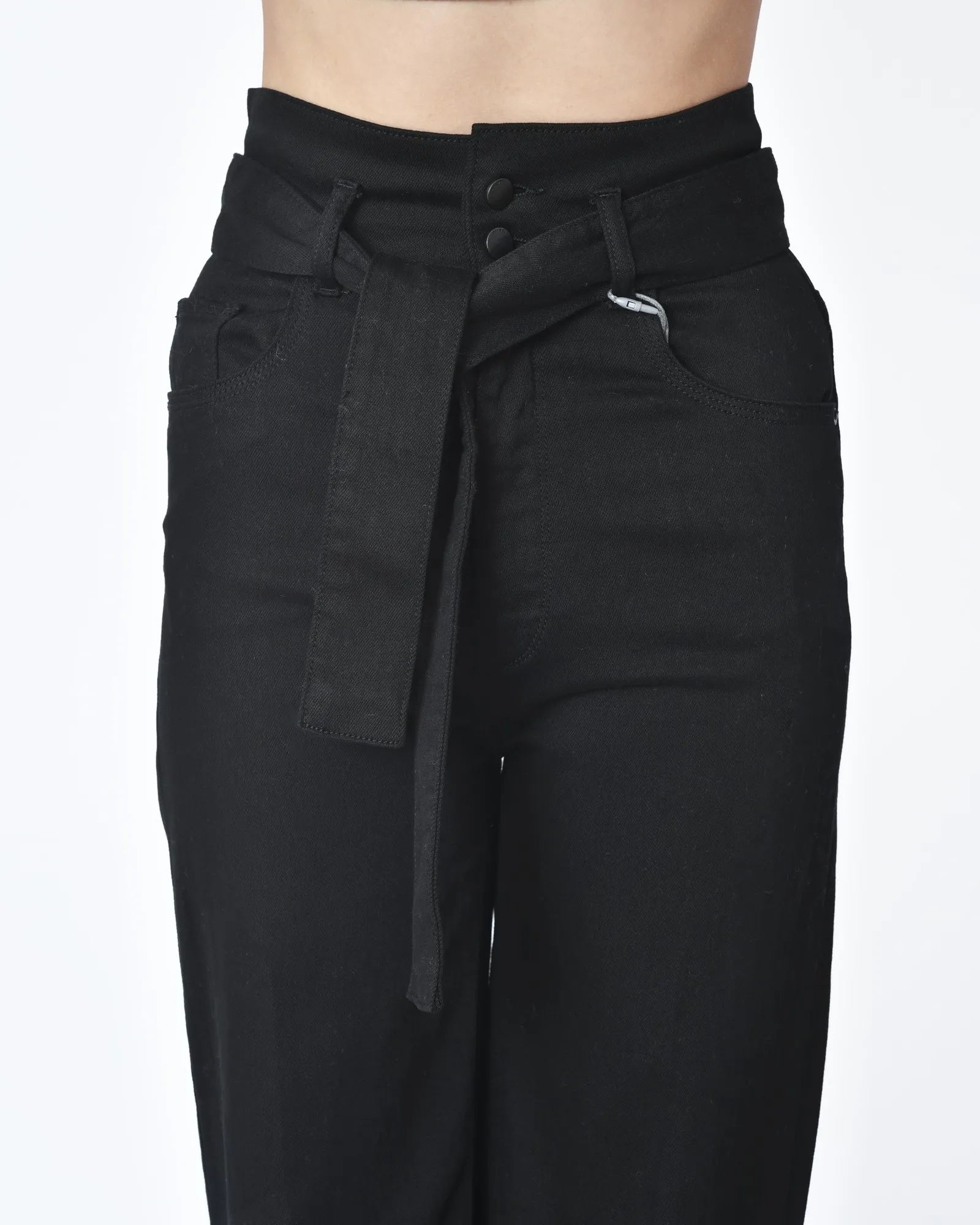 Pantalon denim noir à ceinture  Dl1961 