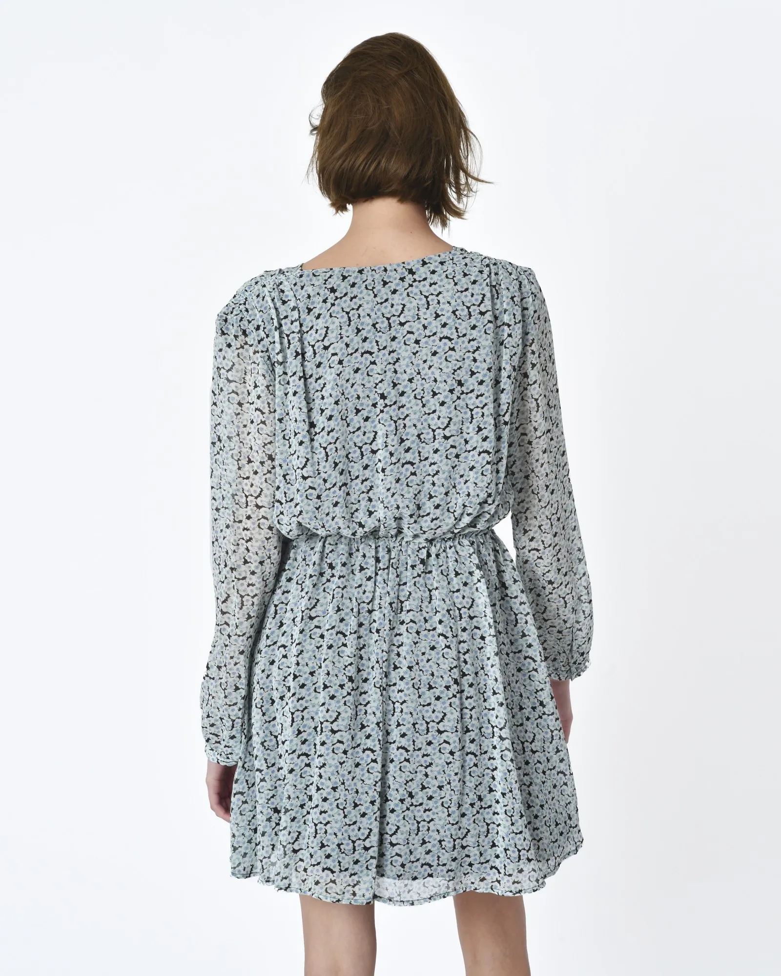 Robe 3/4 à fleurs bleu Idano 