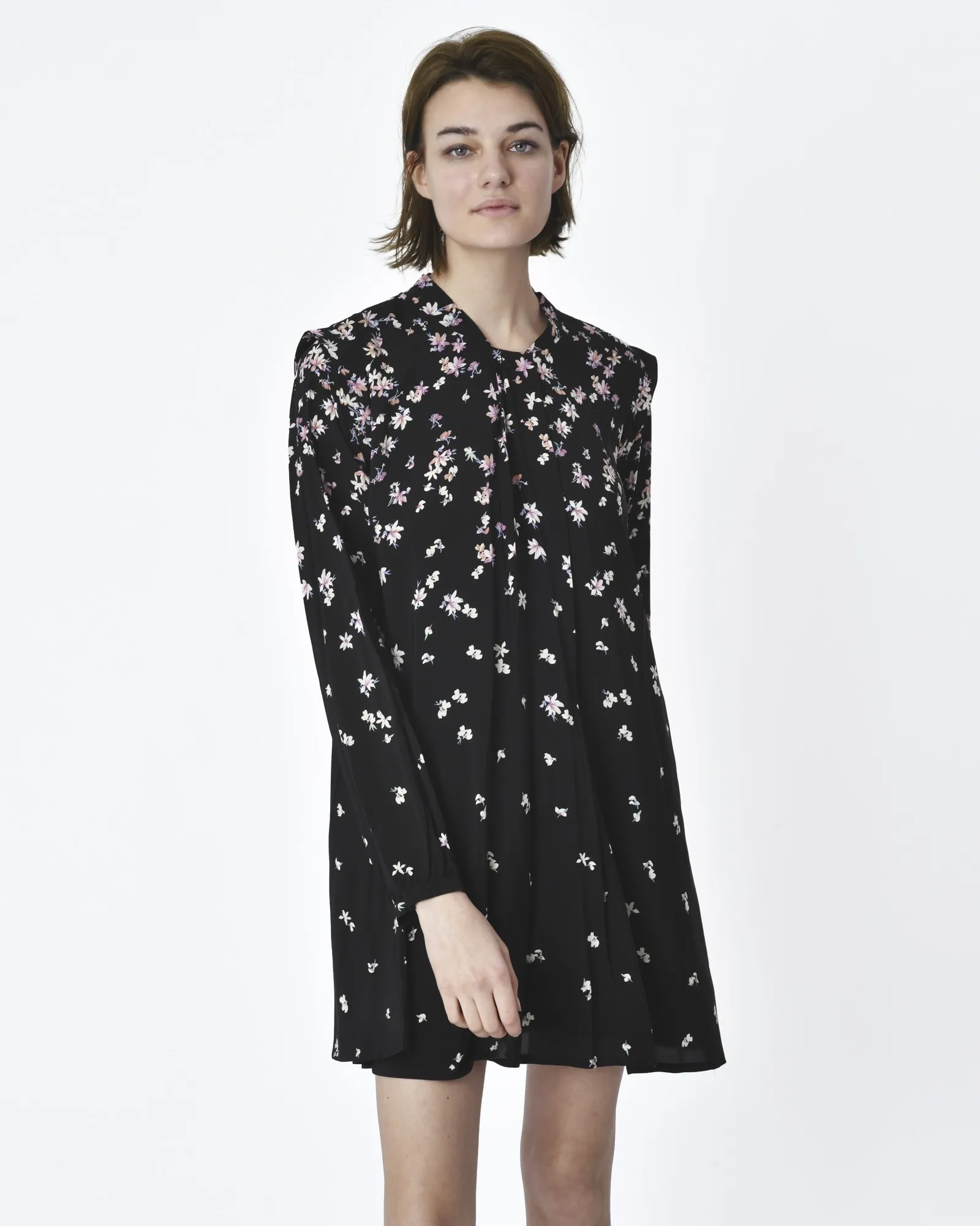 Robe noir motif dégradé de fleurs Idano 