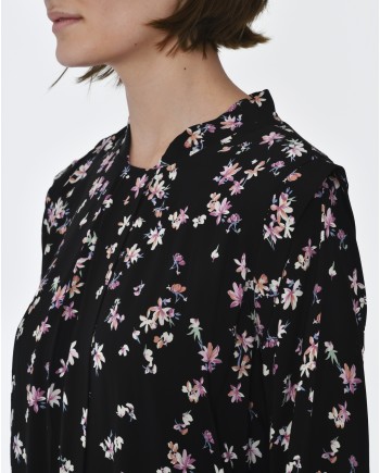 Robe noir motif dégradé de fleurs Idano 