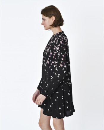 Robe noir motif dégradé de fleurs Idano 