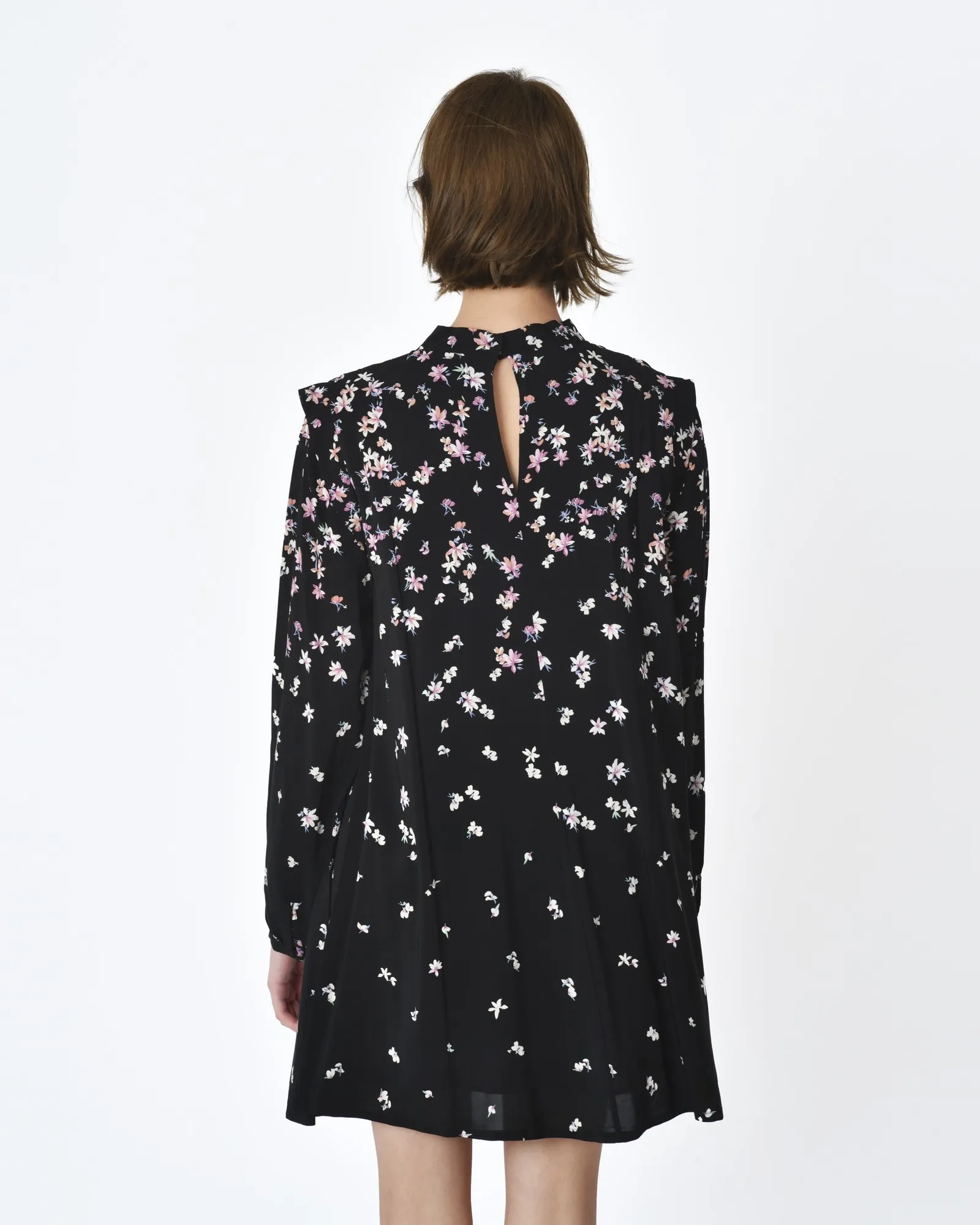 Robe noir motif dégradé de fleurs Idano 