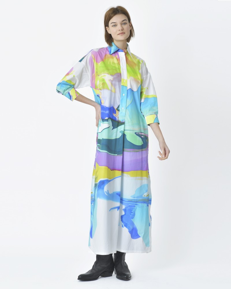 Robe chemisier motif abstrait  Sara Roka 