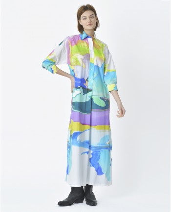 Robe chemisier motif abstrait  Sara Roka 