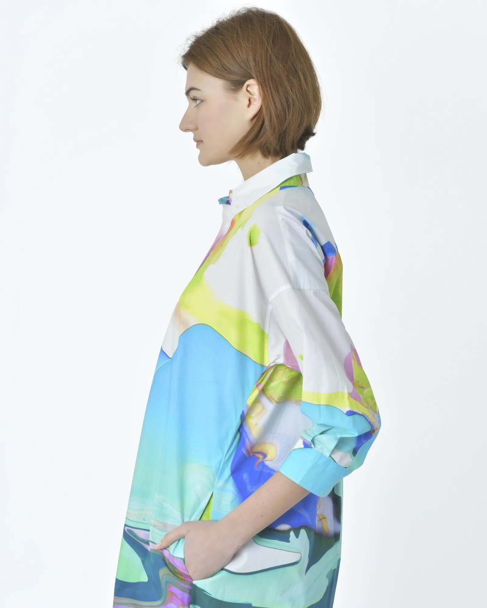 Robe chemisier motif abstrait  Sara Roka 