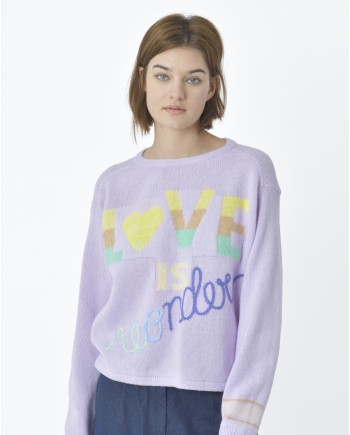 Pull-over "Love is wonder" violet Forte Forte 