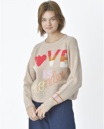 Pull-over "Love is wonder" beige Forte Forte 