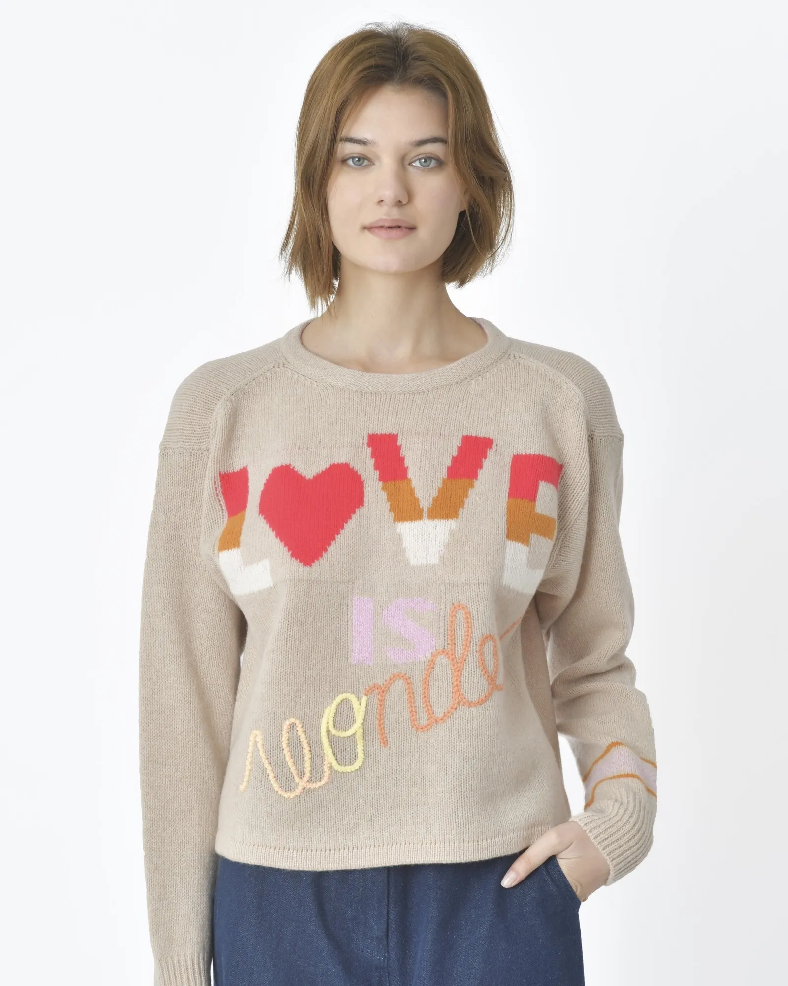 Pull-over "Love is wonder" beige Forte Forte 