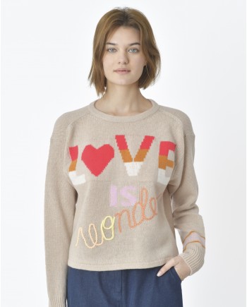 Pull-over "Love is wonder" beige Forte Forte 