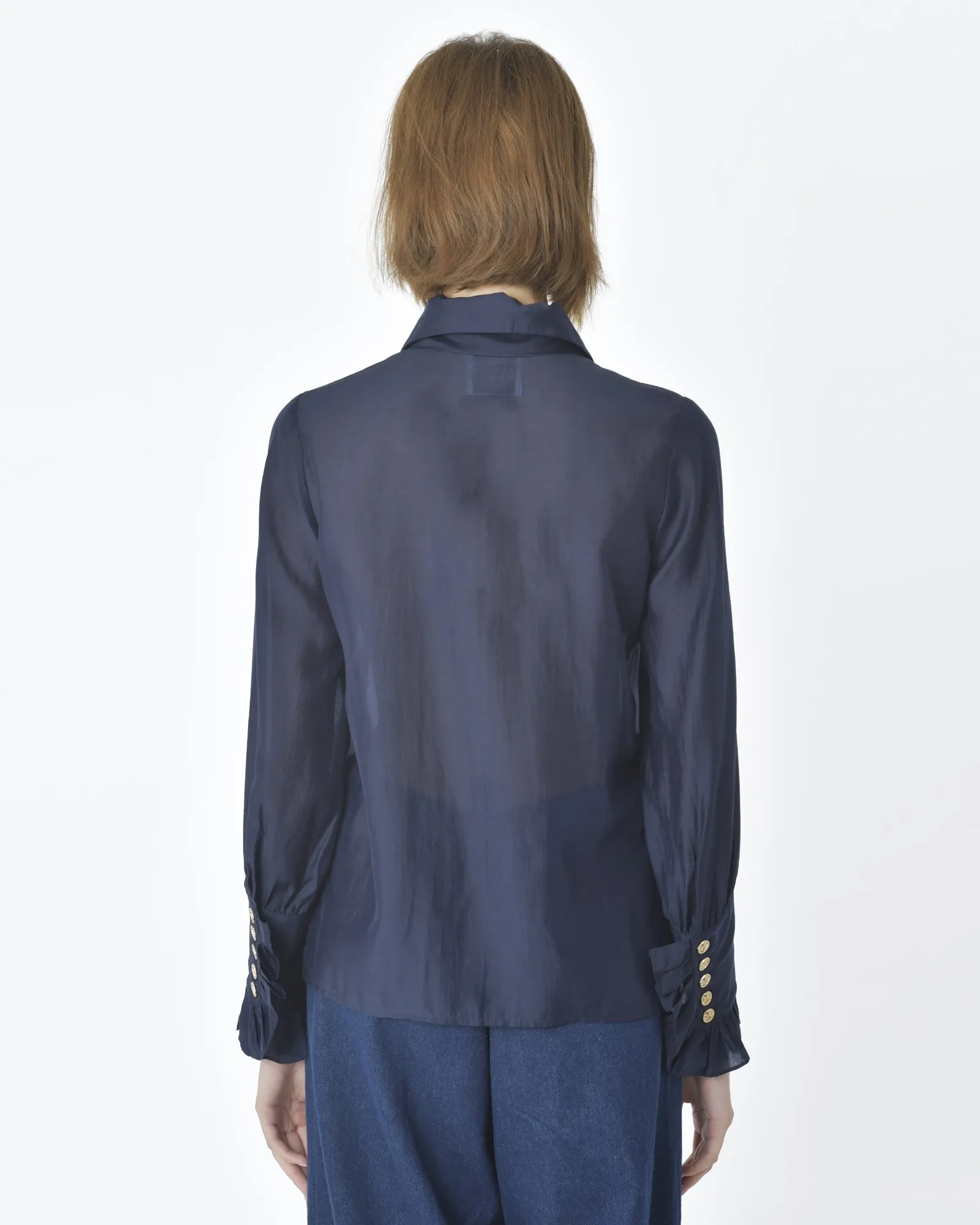 Chemisier en coton bleu navy Edward Achour 