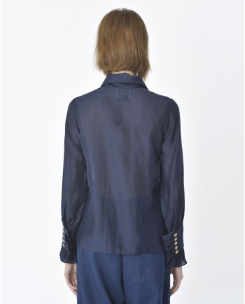 Chemisier en coton bleu navy Edward Achour 