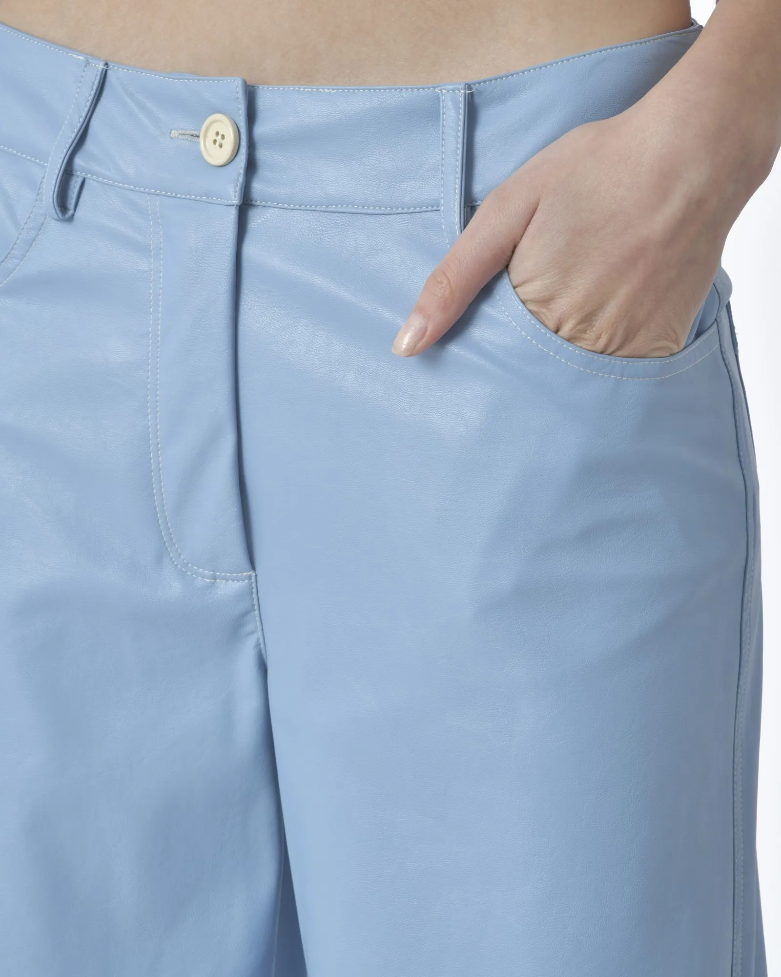 Pantalon simili cuir bleu clair Avn 