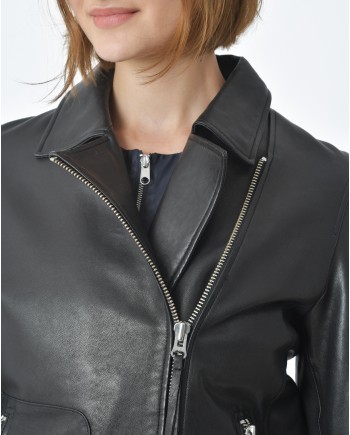 Blouson en cuir noir "True Power" True Religion 