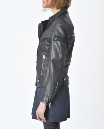 Blouson en cuir noir "True Power" True Religion 